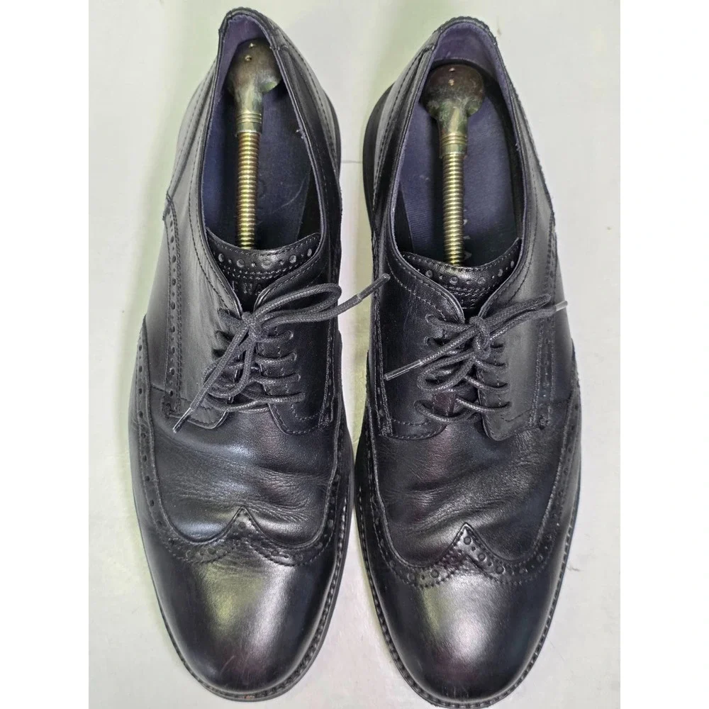 Cole Haan Original Grand Mens Size 10.5 Black Leather Wingtip Oxford Dress Shoes